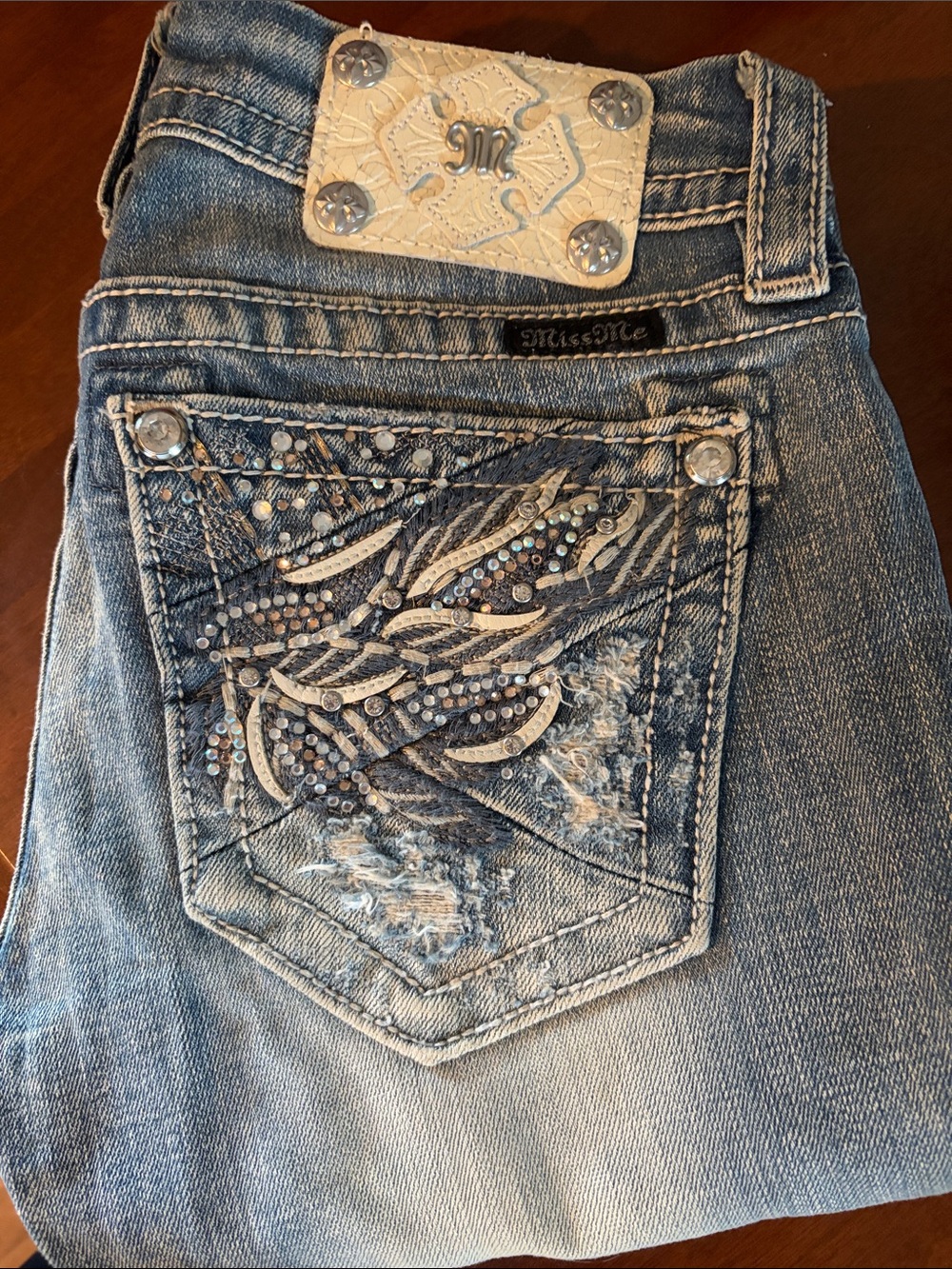 Miss Me Light Blue Embellished straight Jeans